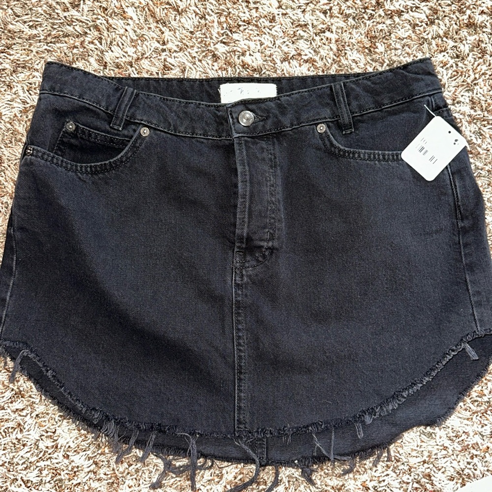 Free people out of ordinary black denim skirt